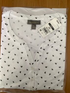 Style & Co.~ Printed Henley 3/4-Sleeve Top~3X